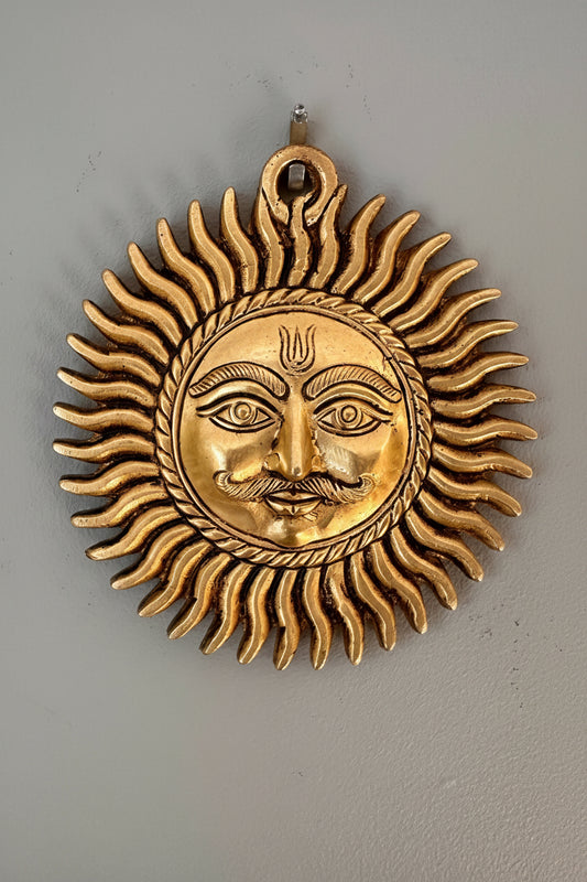 Brass Surya, Lord Surya, Wall Décor for Entrance
