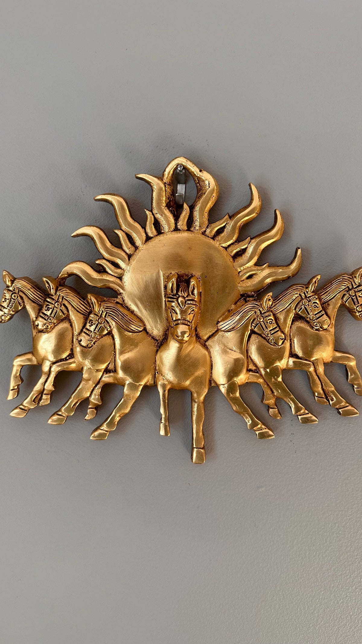 Lord Surya with 7 Running Horse Wall Hanging , Art Deco