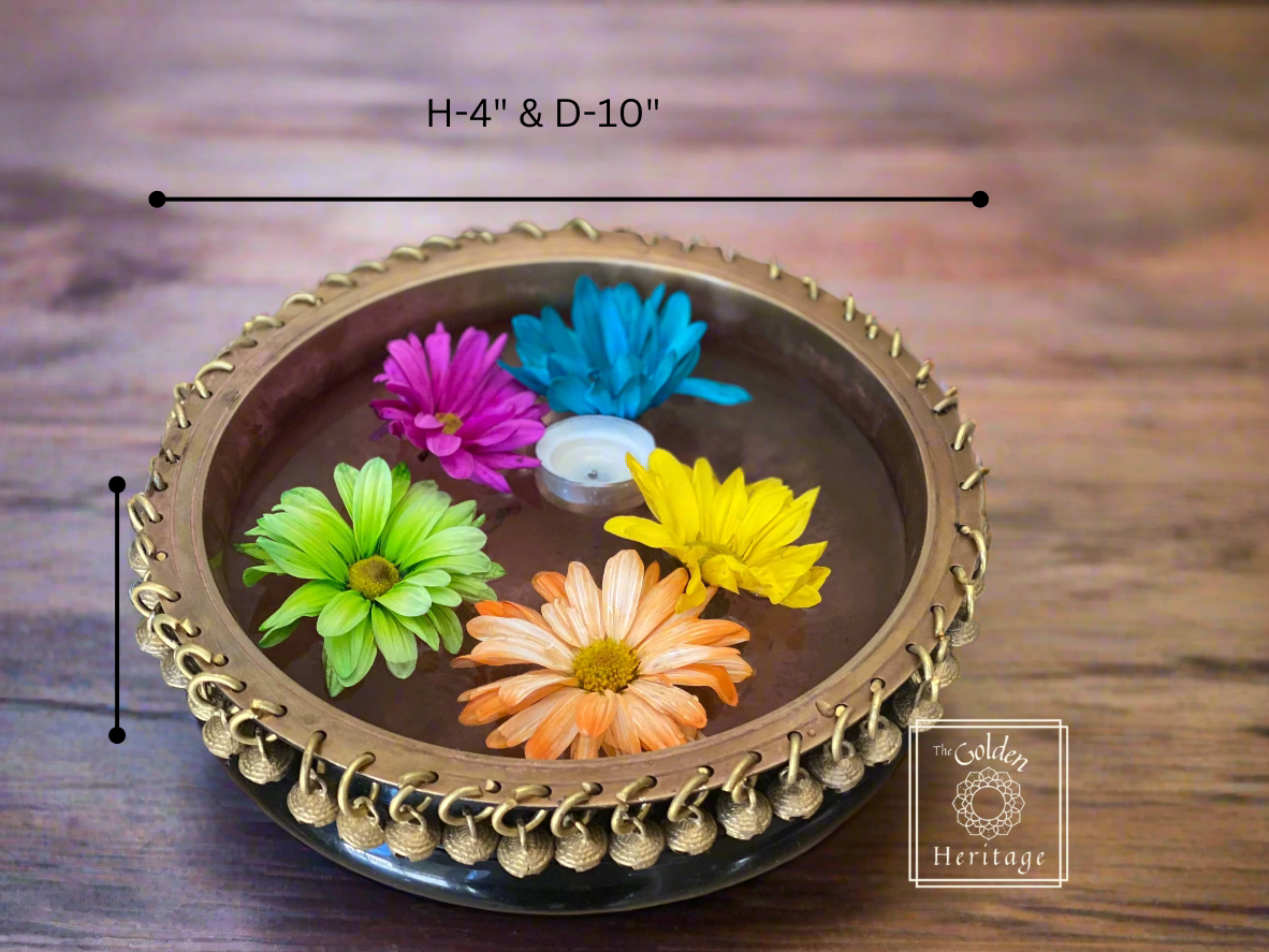 Brass brown Patina Ghungroo Urli 10" - The Golden Heritage #