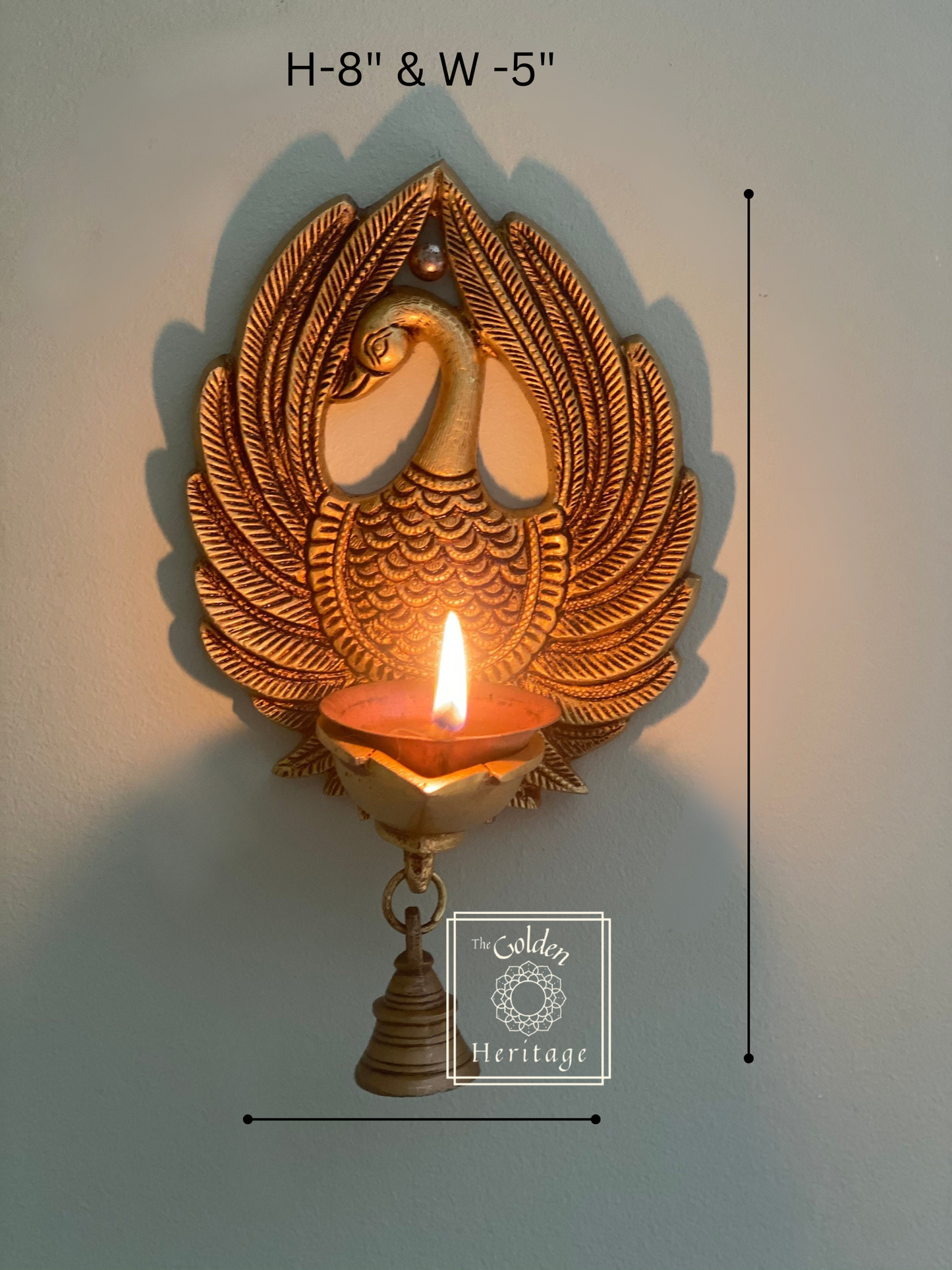 Oil Peacock Carved wall hanging Brass Diya - The Golden Heritage #