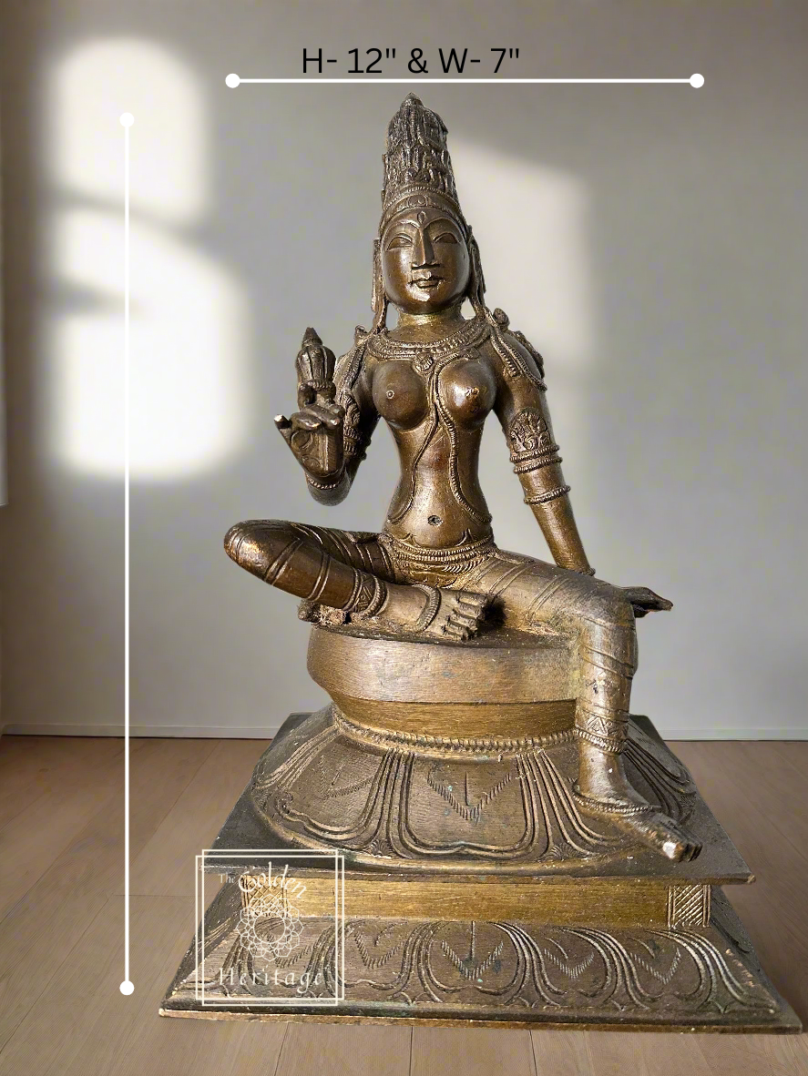 Bronze Parvathi- Lost Wax Method Sculpture 12" - The Golden Heritage #