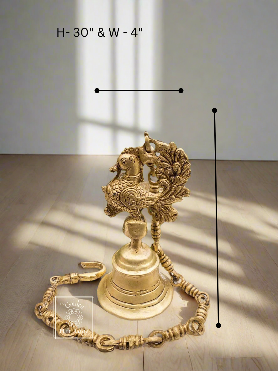 Solid Brass peacock Bell with Chain - The Golden Heritage #