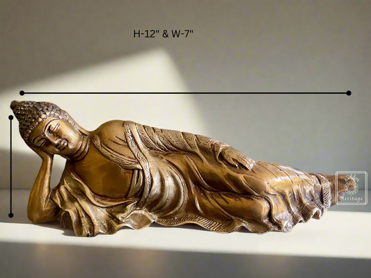 Peaceful Buddha Statue, Sleeping Buddha idol 12” - The Golden Heritage #