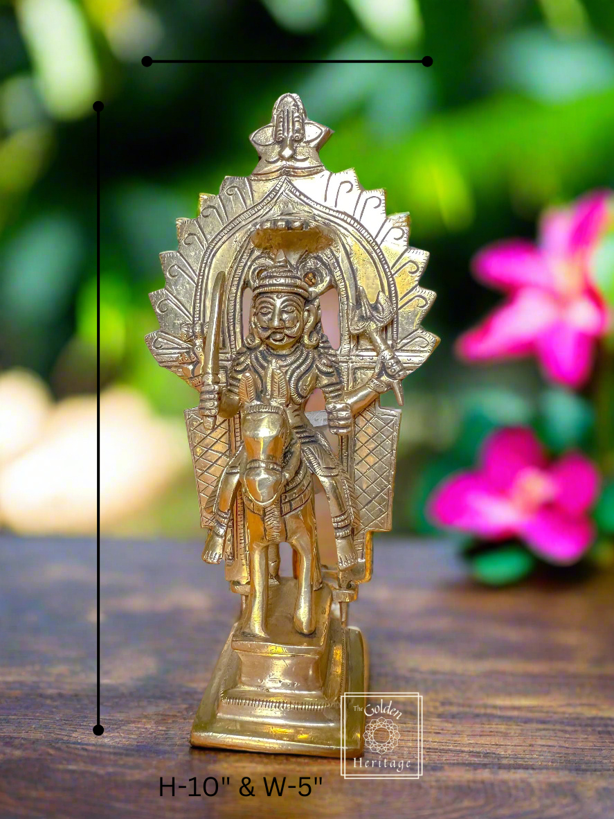 Brass Khandoba, Artifacts warrior horse riding Shiva - The Golden Heritage #