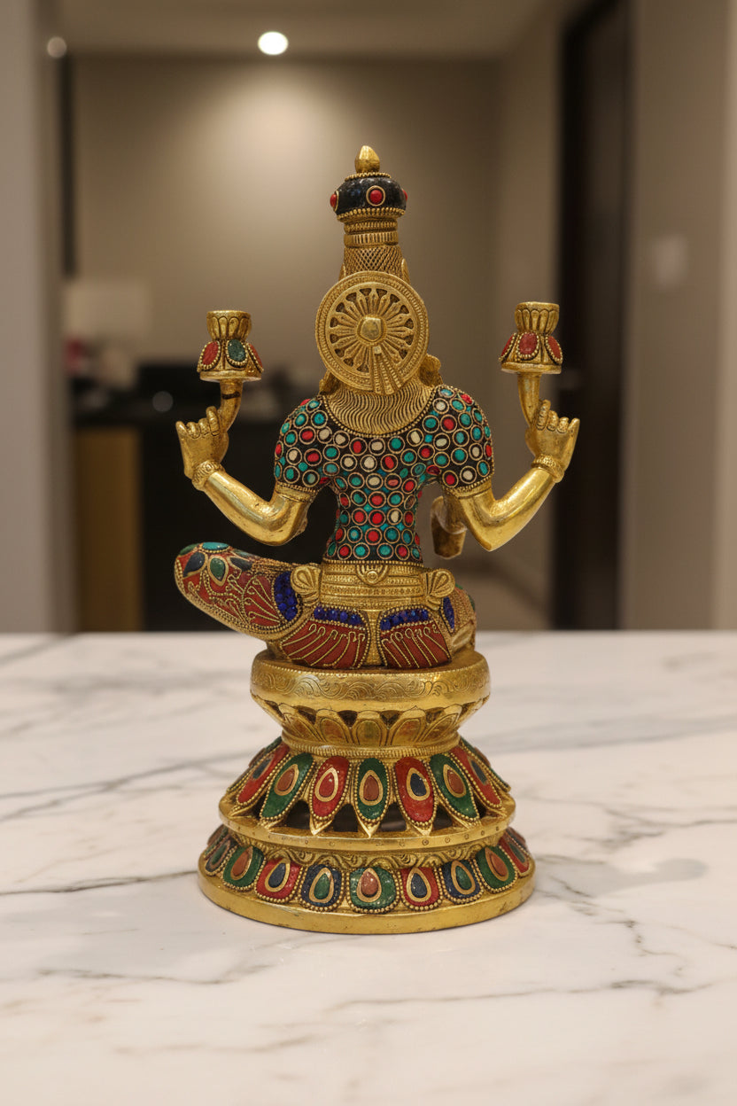 Brass Laxmi with stonework