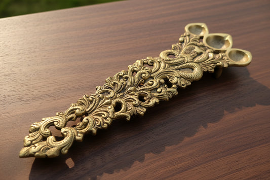 Brass Aarti spoon with three diyas