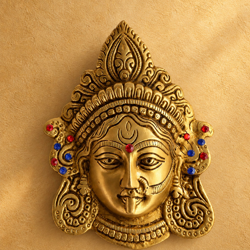 Kali face wall decor with stonework, use for Durga pooja