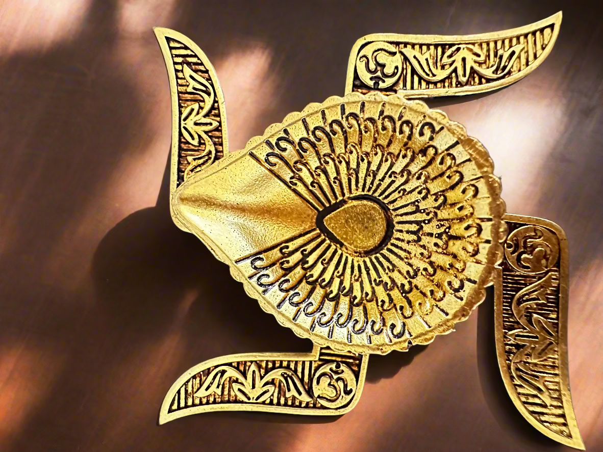 Set of 2 superfine Brass Swastika Diya
