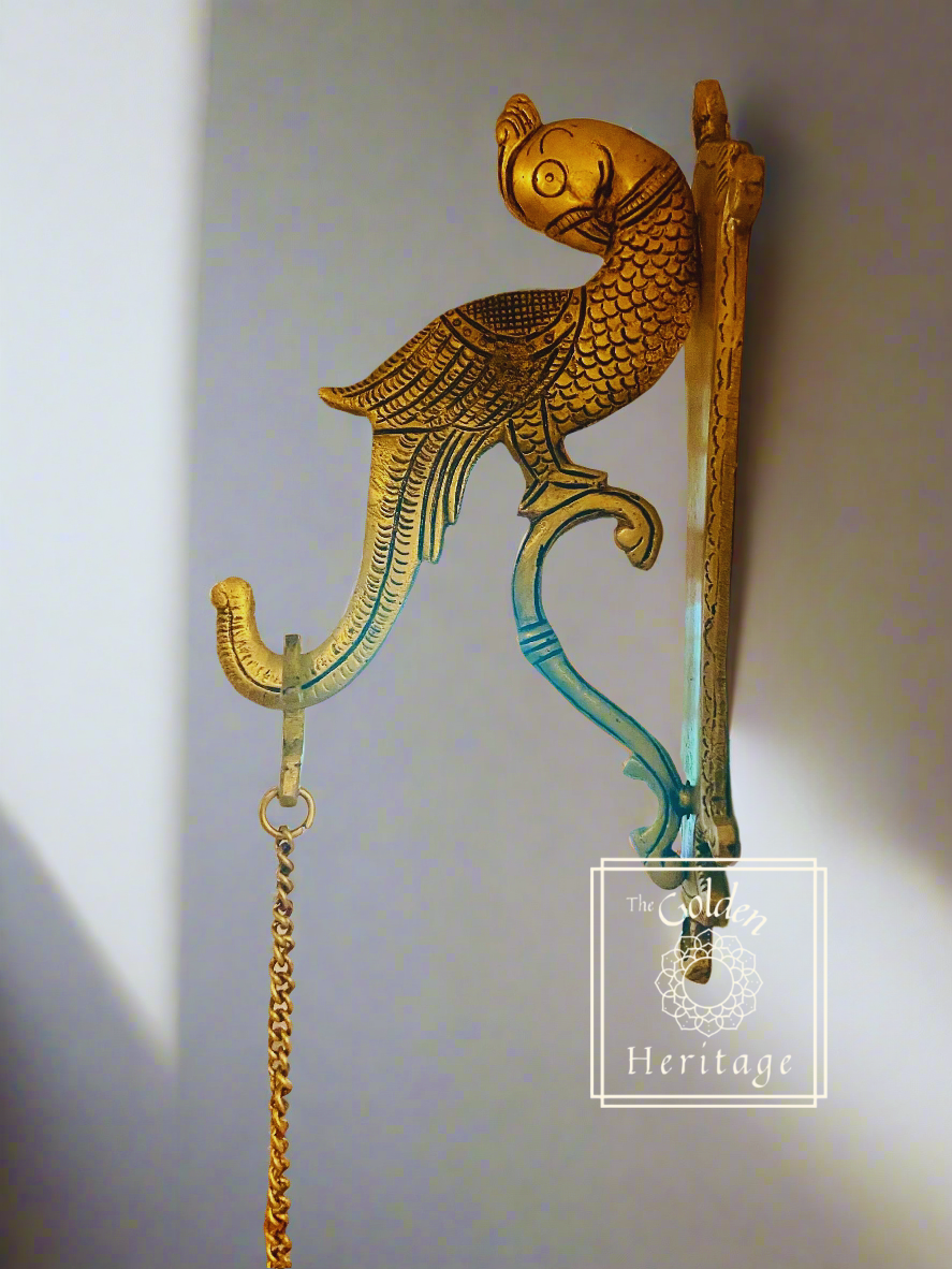 Peacock Brass Hook hanging lamp or bell, Bracket - The Golden Heritage #