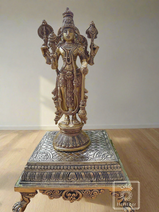Large Square - Brass Pooja Chowki for Home Temple - The Golden Heritage #
