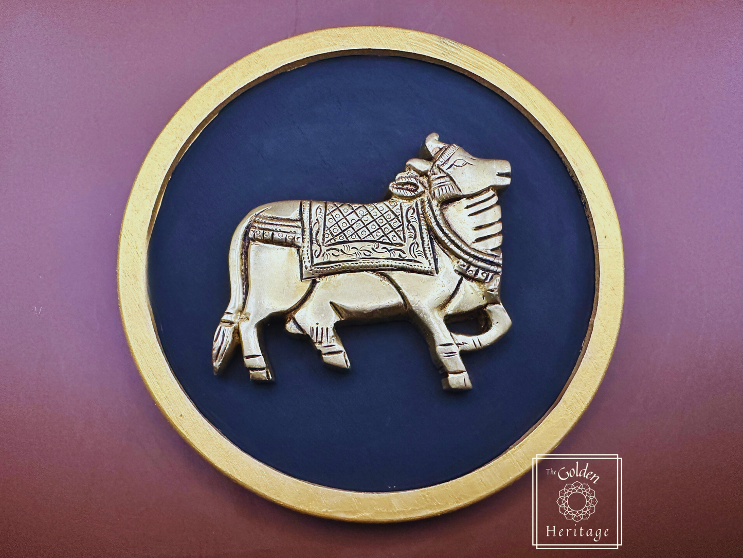 Pichwai Cow Hanging wall Décor, Wooden frame - The Golden Heritage #