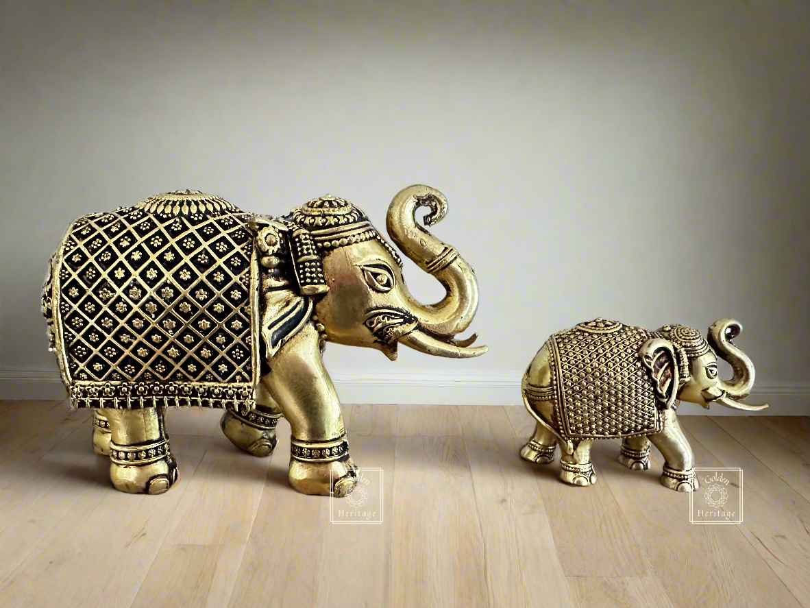 Handmade Brass Elephant with craving design
