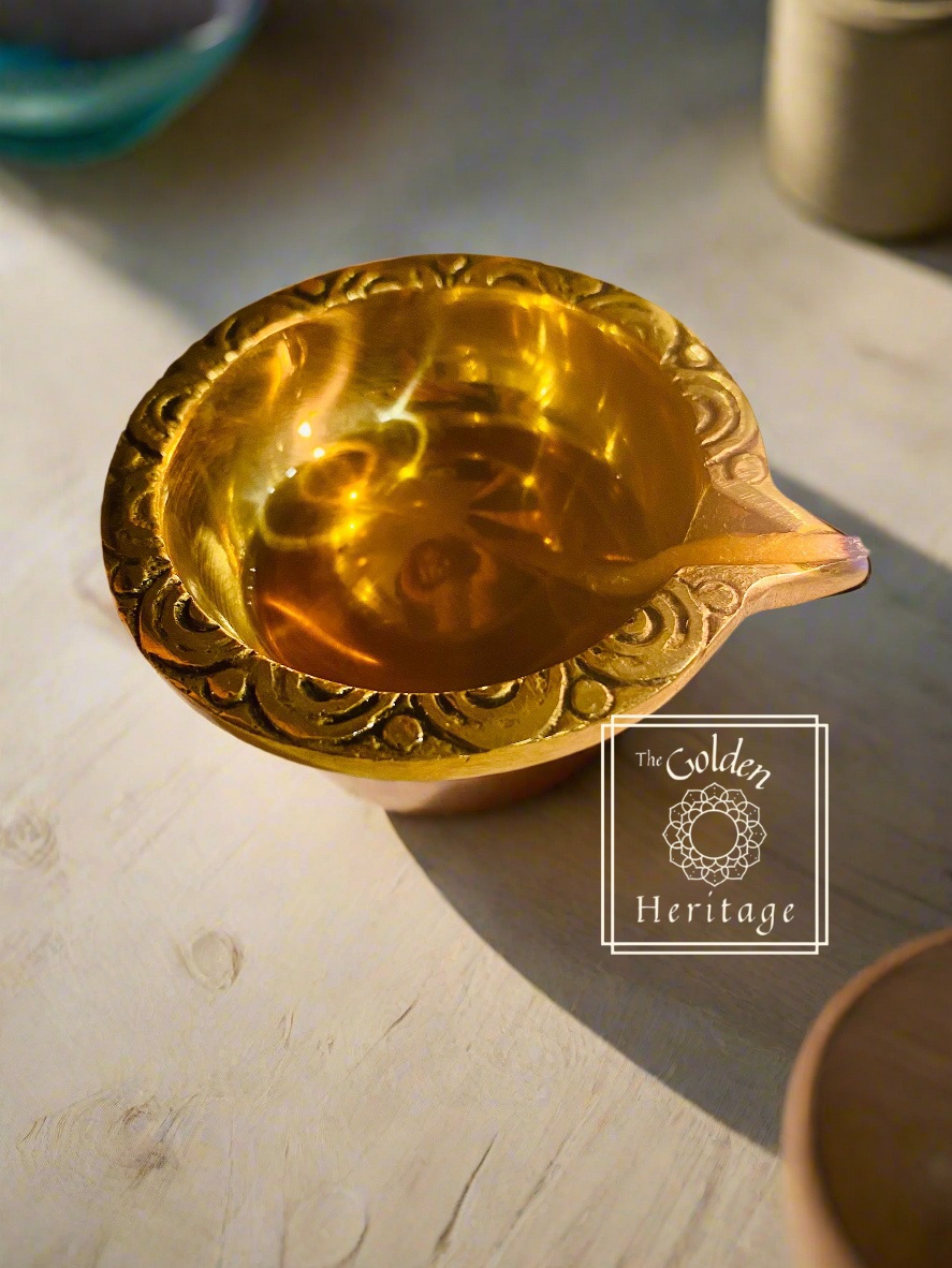 OM & Swastika carving small Lamp - The Golden Heritage #