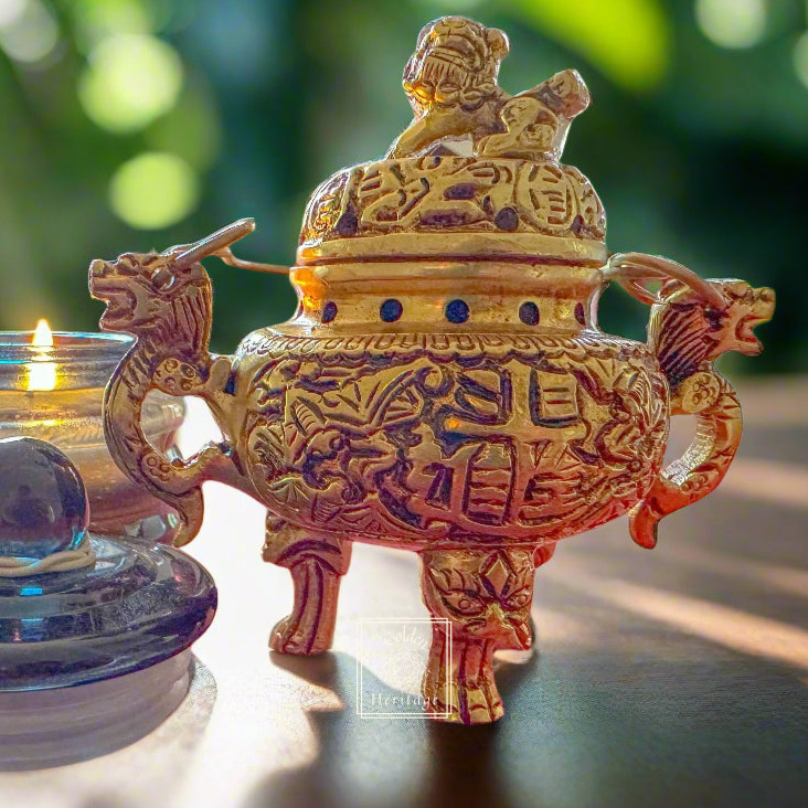 Brass Essence Holder, Dhoopdani - The Golden Heritage #