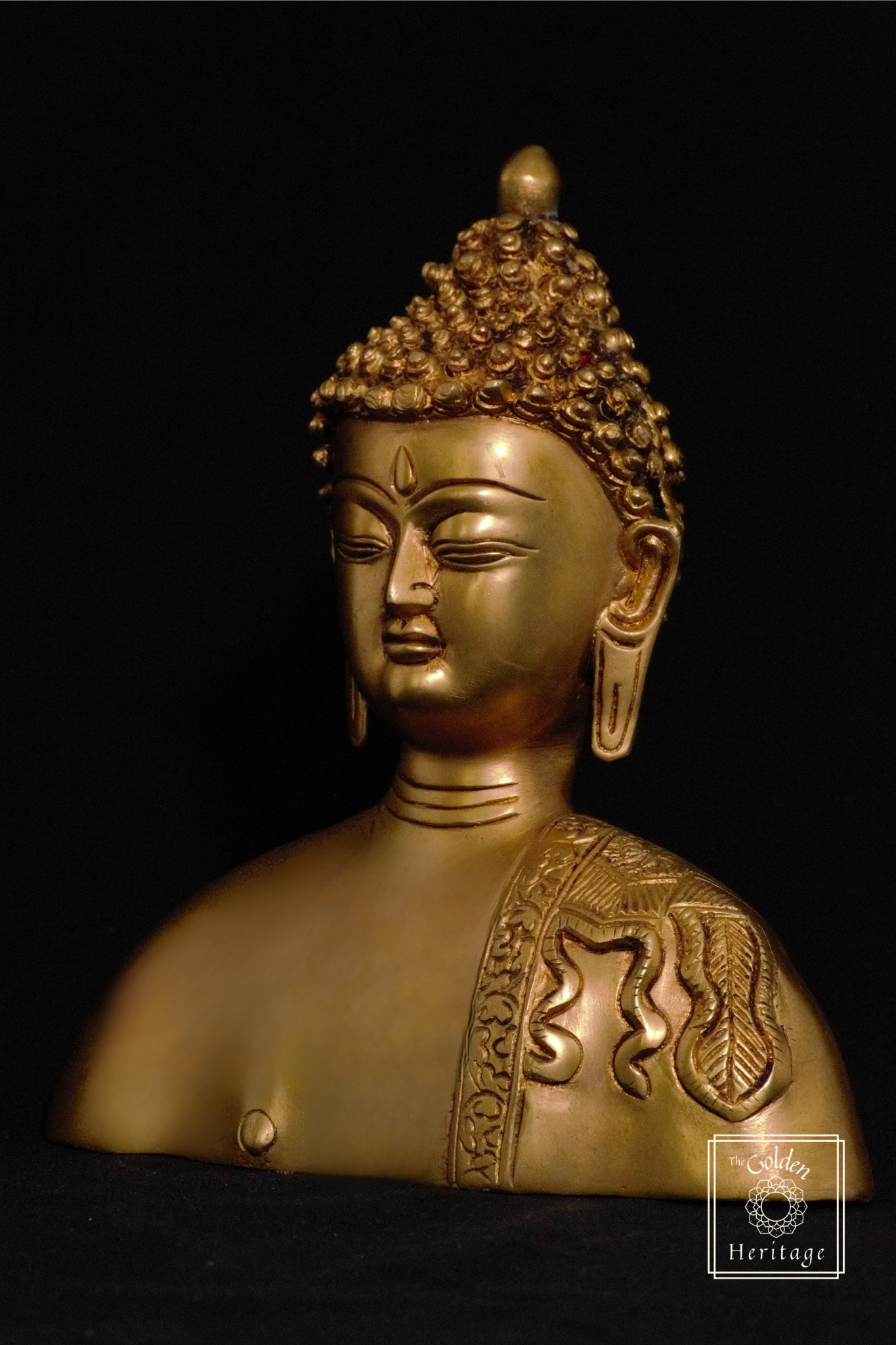 Brass Buddha Sculpture, Buddha Face idol 10” - The Golden Heritage #