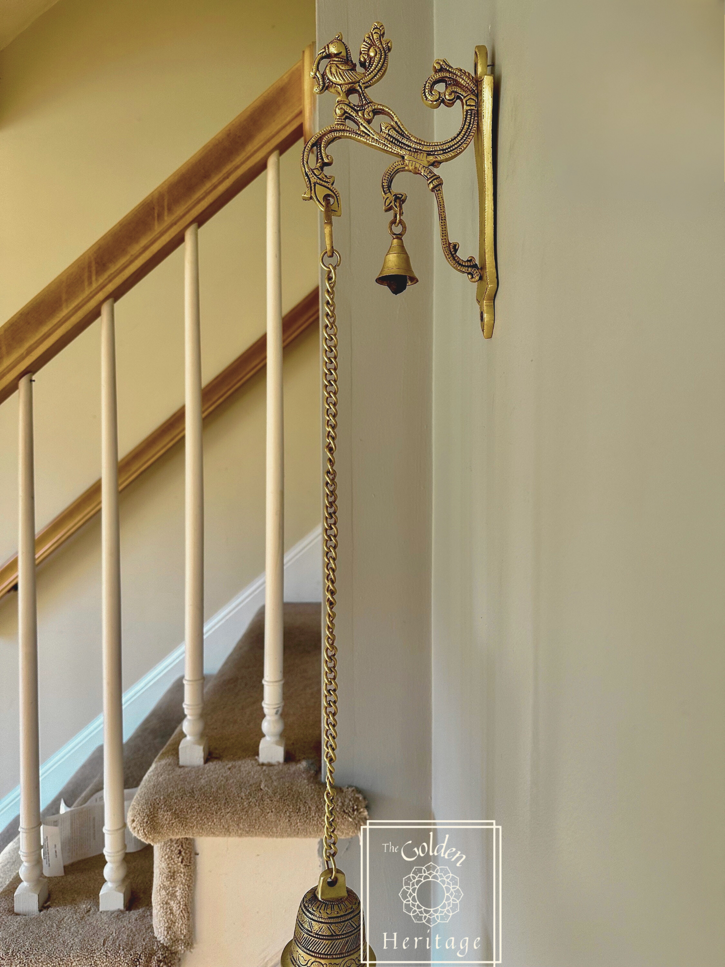 Peacock Brass Wall Bracket for hanging lamp or bell - The Golden Heritage #