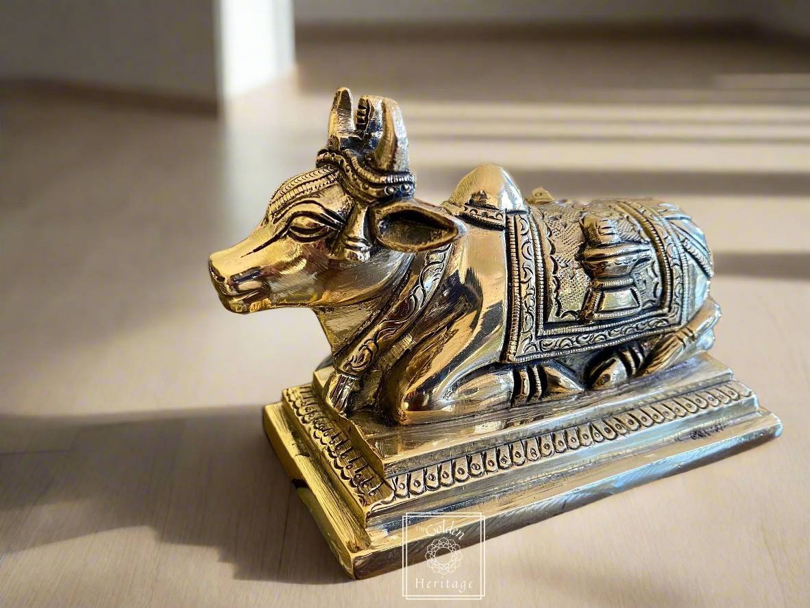 Brass Nandi with Carving Work - The Golden Heritage #