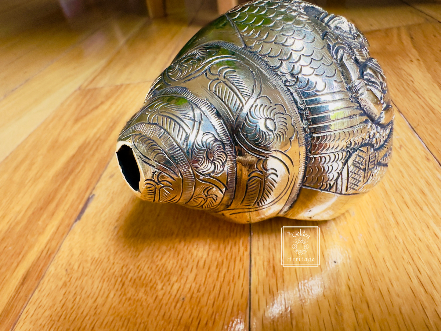 Sheshnag Lord Vishnu Conch, Shankha 8" - The Golden Heritage #
