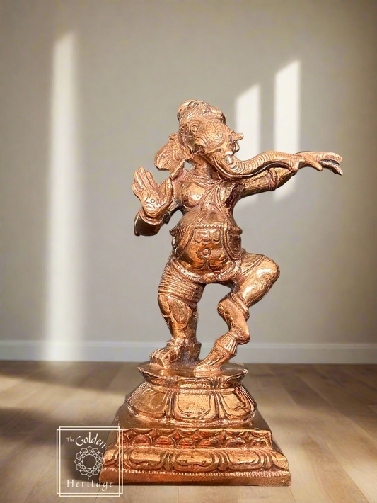 Dancing Ganesha, Ganapati - Lost Wax Method Sculpture 5" - The Golden Heritage #