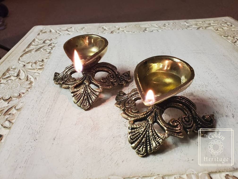 Set of 2 Brass small Diyas - The Golden Heritage #
