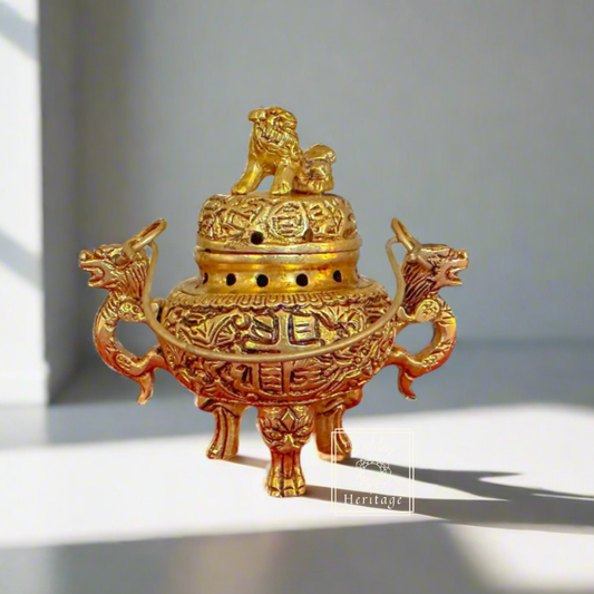 Brass Essence Holder, Dhoopdani - The Golden Heritage #