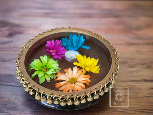 Brass brown Patina Ghungroo Urli 10" - The Golden Heritage #