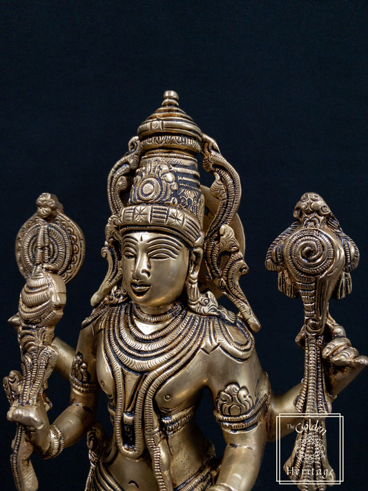 Vishnu idol, Superfine Brass Vishnu Murti 13" - The Golden Heritage #