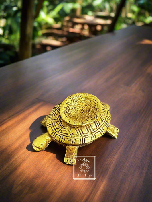 Brass Shankha or Conch with Turtle 3" - The Golden Heritage #