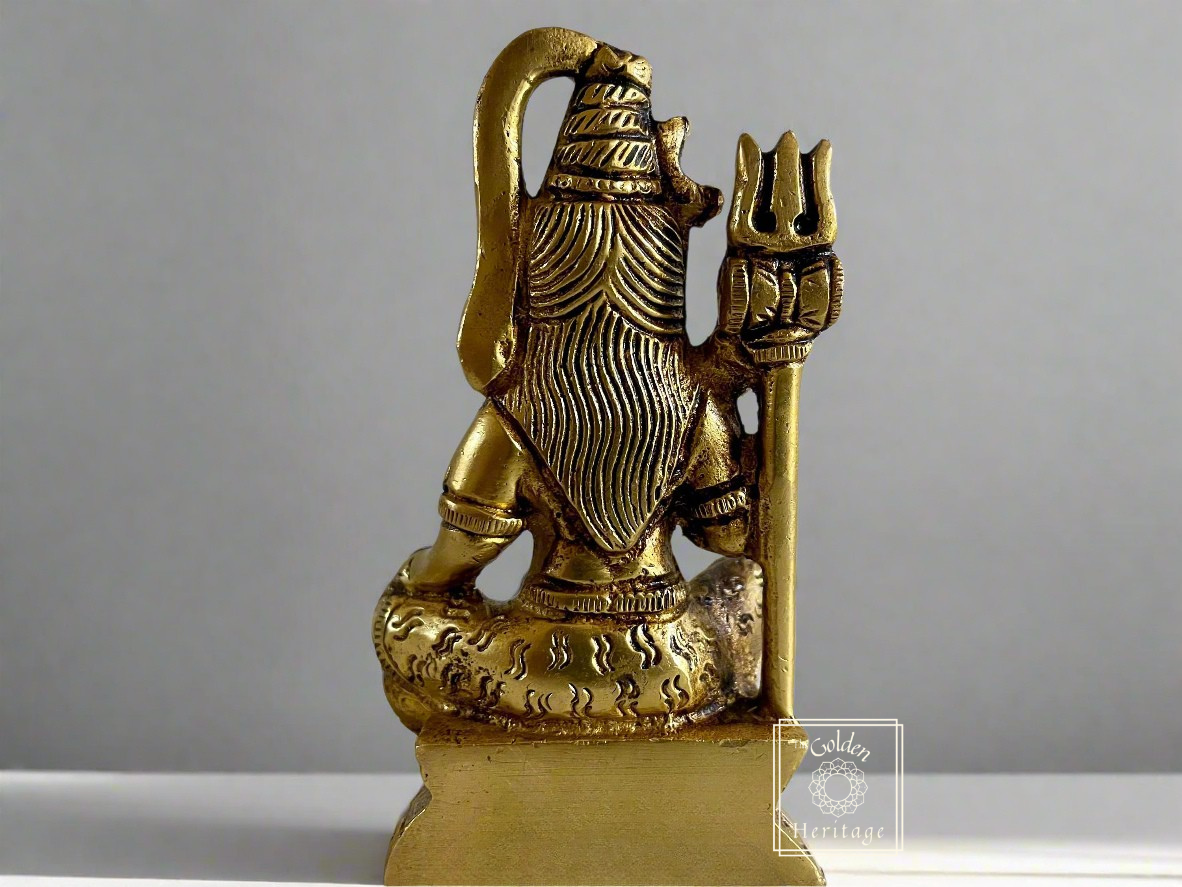 Brass Shiva with Divine Serpent, Mahadev idol 4" - The Golden Heritage #