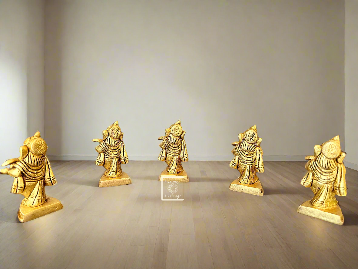 Set of 5 musical Ganesh's set with different instruments - The Golden Heritage #