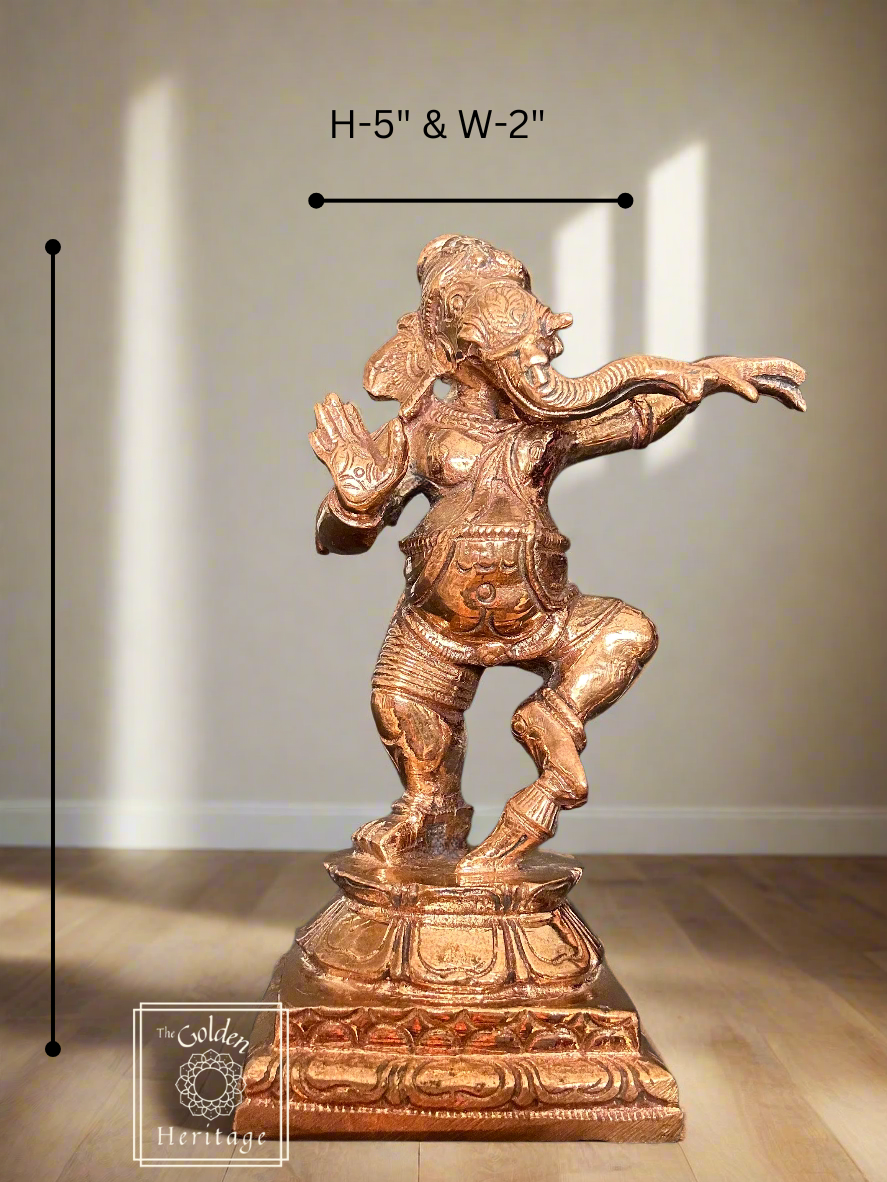 Dancing Ganesha, Ganapati - Lost Wax Method Sculpture 5" - The Golden Heritage #