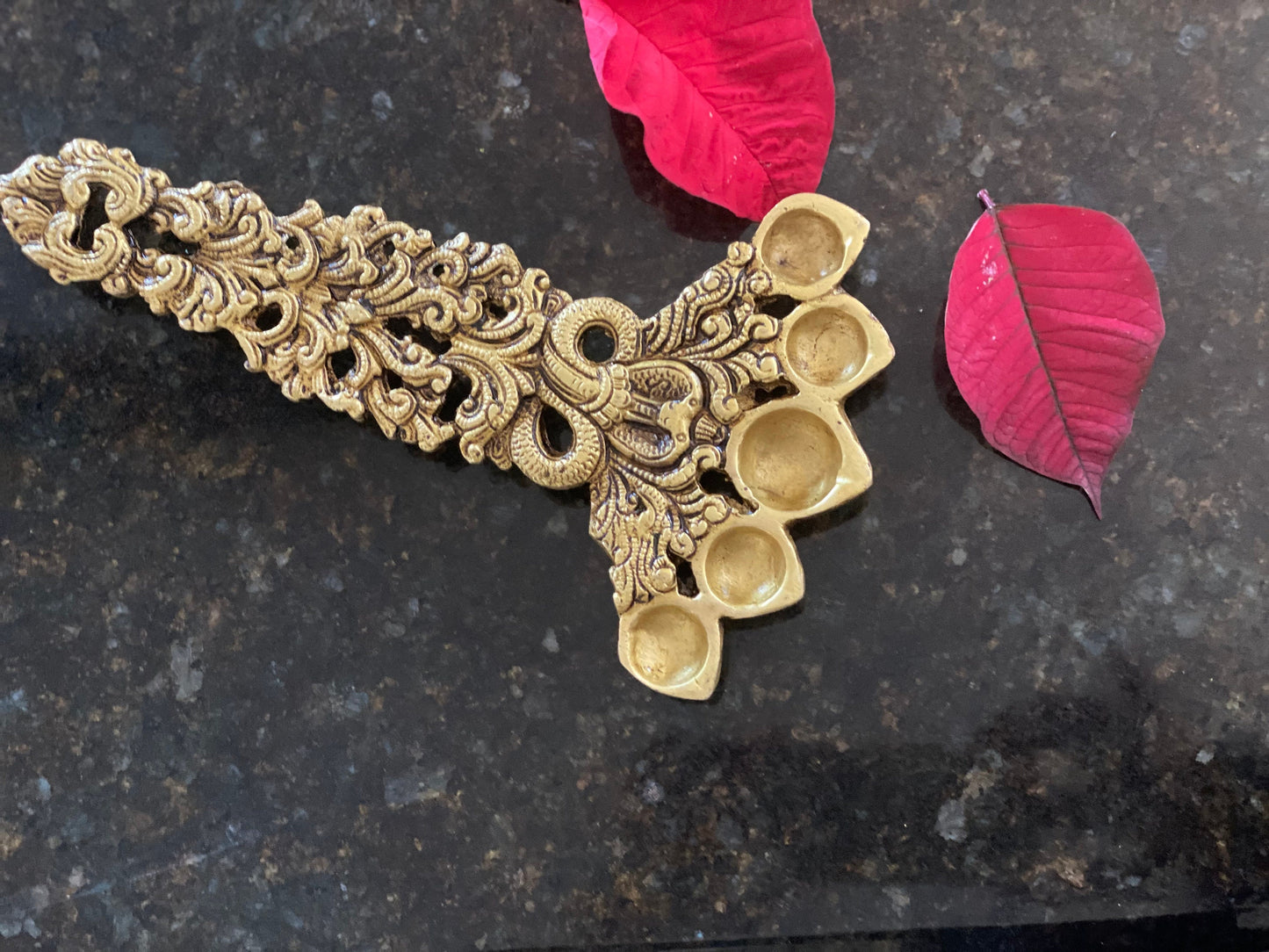 Brass Panch-Aarti Diya for Pooja - The Golden Heritage #