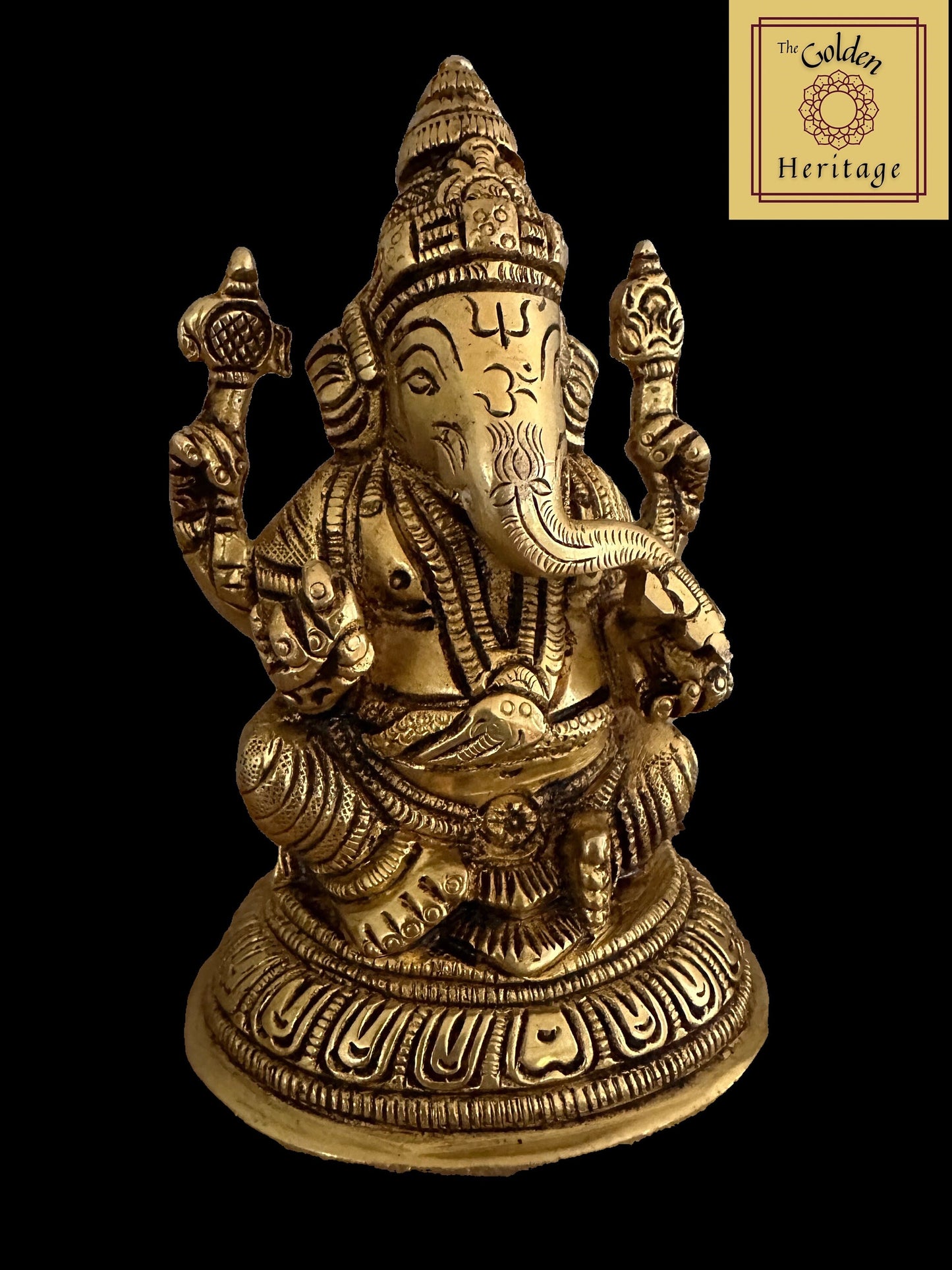 Brass Ganesha-Lakshmi set 5.5" - The Golden Heritage #