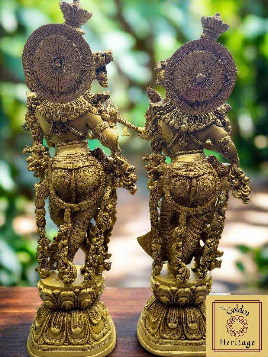 Brass Large Radha- Krishna Statue with Flute-29” - The Golden Heritage #