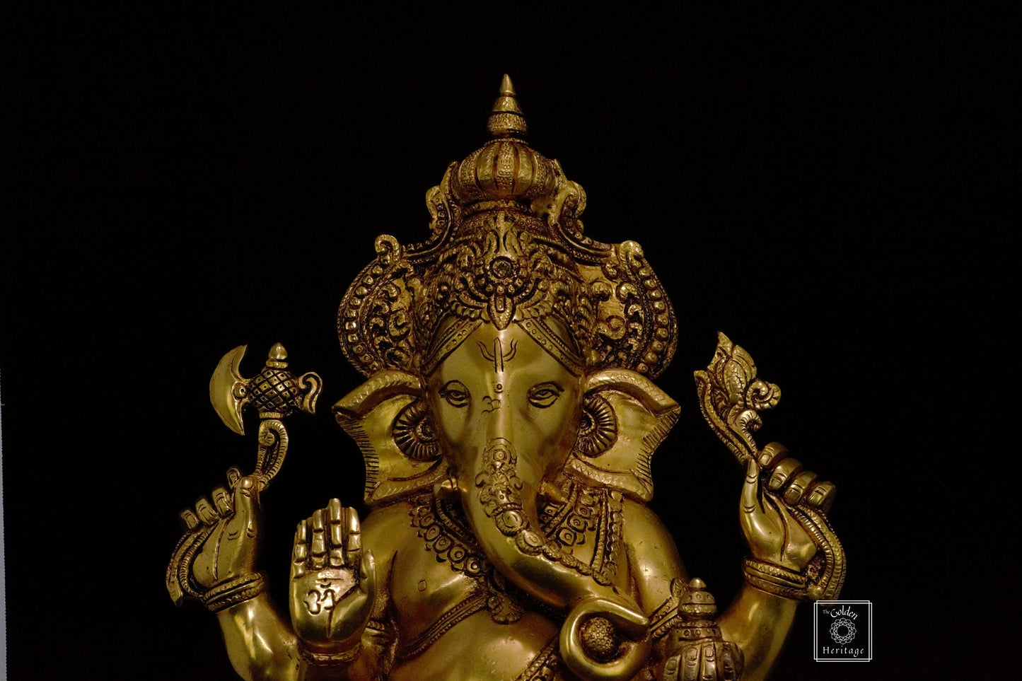 Brass Ganesha Statue, Large size Vinayaka 16" - The Golden Heritage #