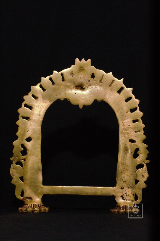 Brass Prabhvali frame with Yali - The Golden Heritage #