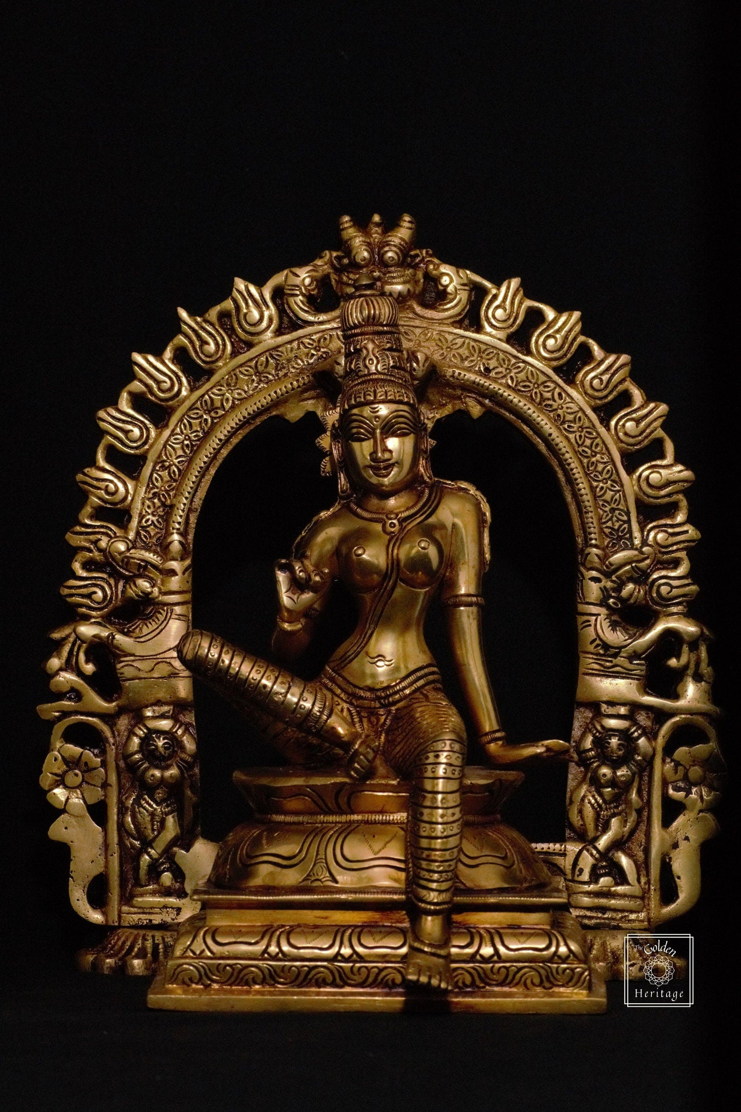 Brass Prabhvali frame with Yali - The Golden Heritage #