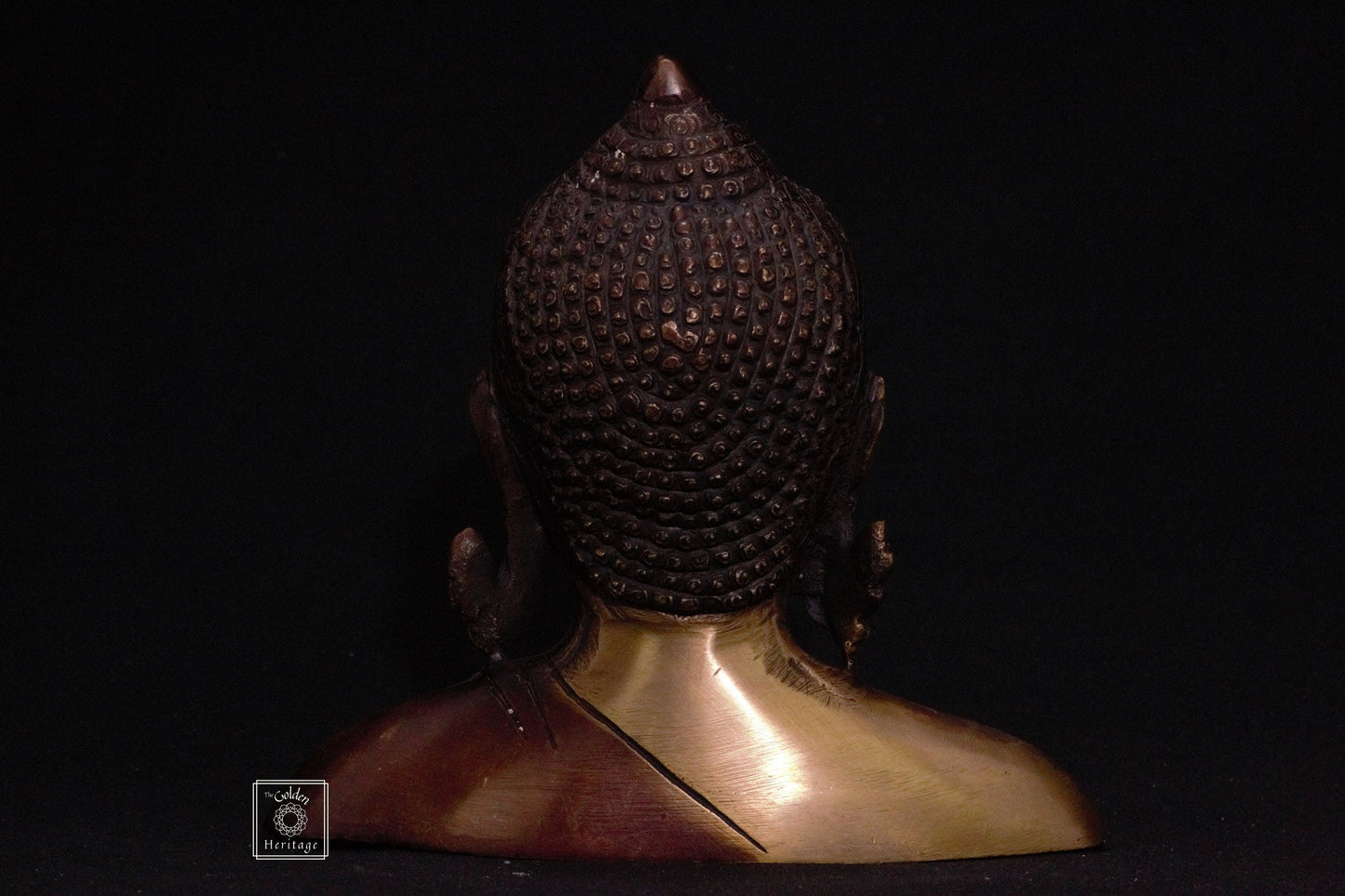 Brass Buddha face, Buddha Sculpture 10” - The Golden Heritage #