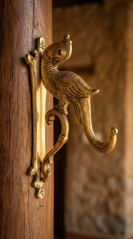 Peacock design Hook with stonework