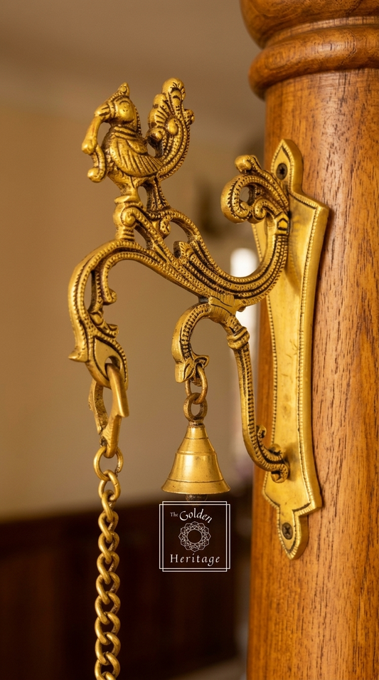 Peacock Brass Wall Bracket for hanging lamp or bell