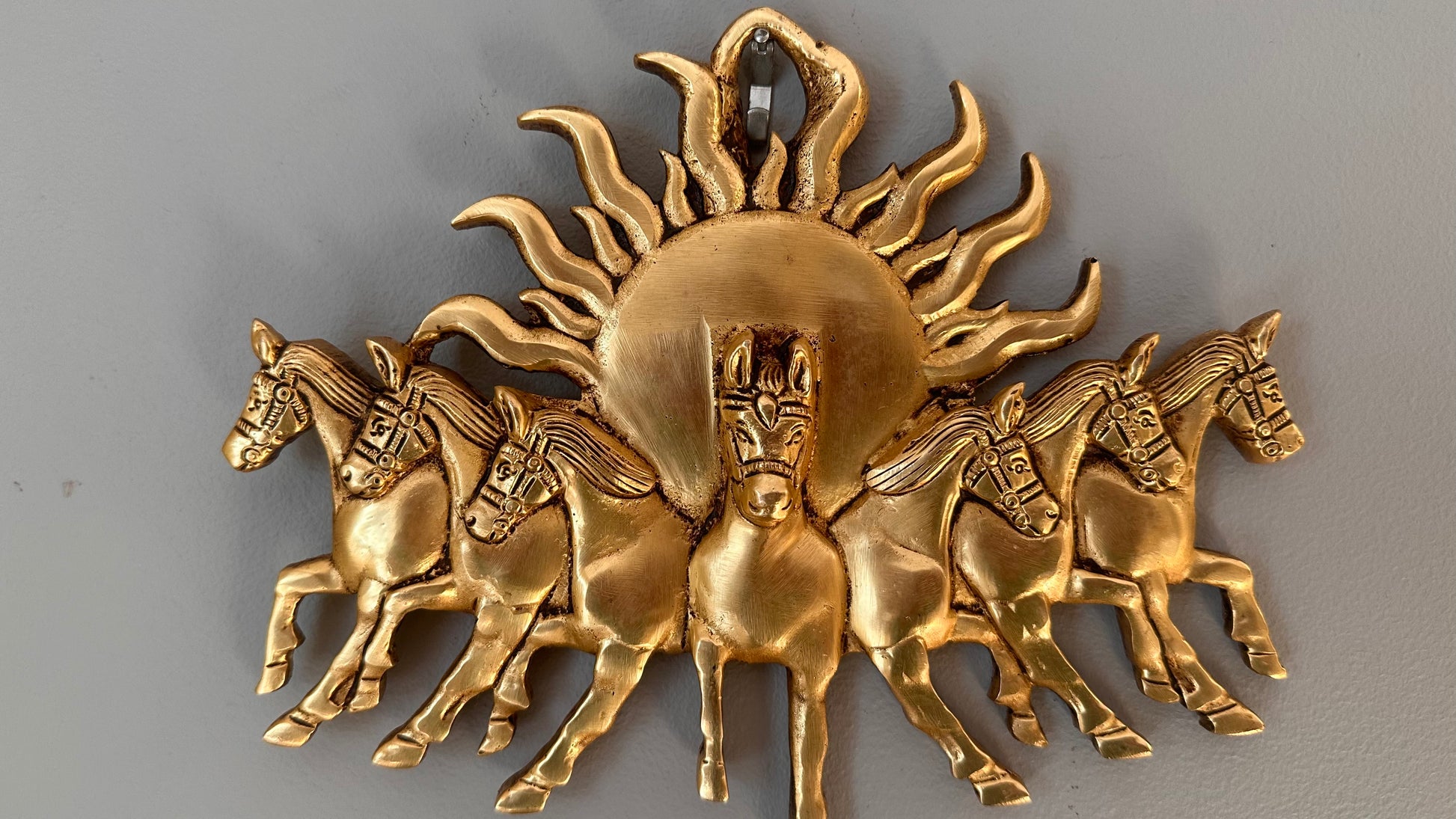 Lord Surya with 7 Running Horse Wall Hanging , Art Deco