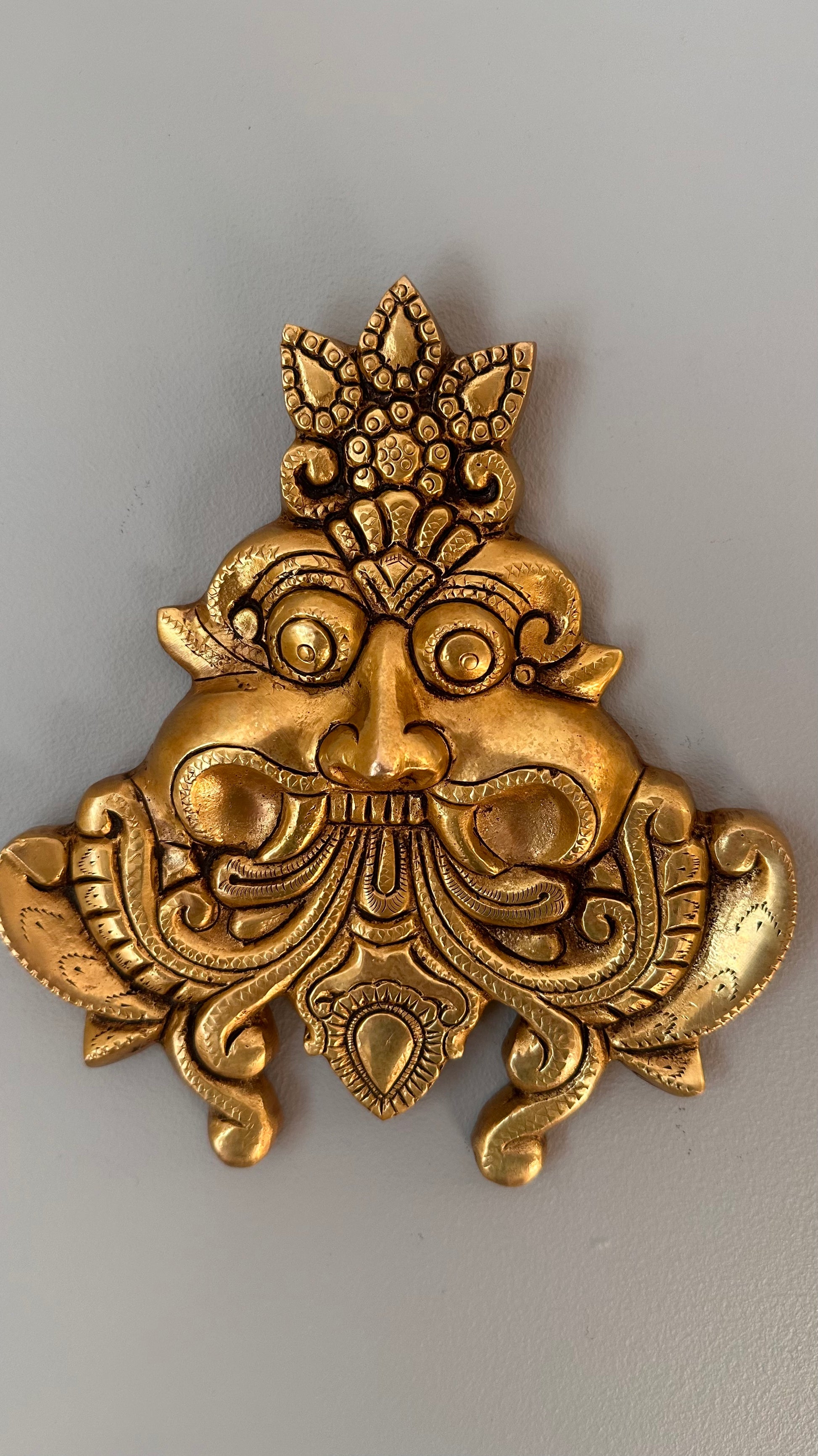 Kirtimukha Wall Hanging, Brass Yali Face