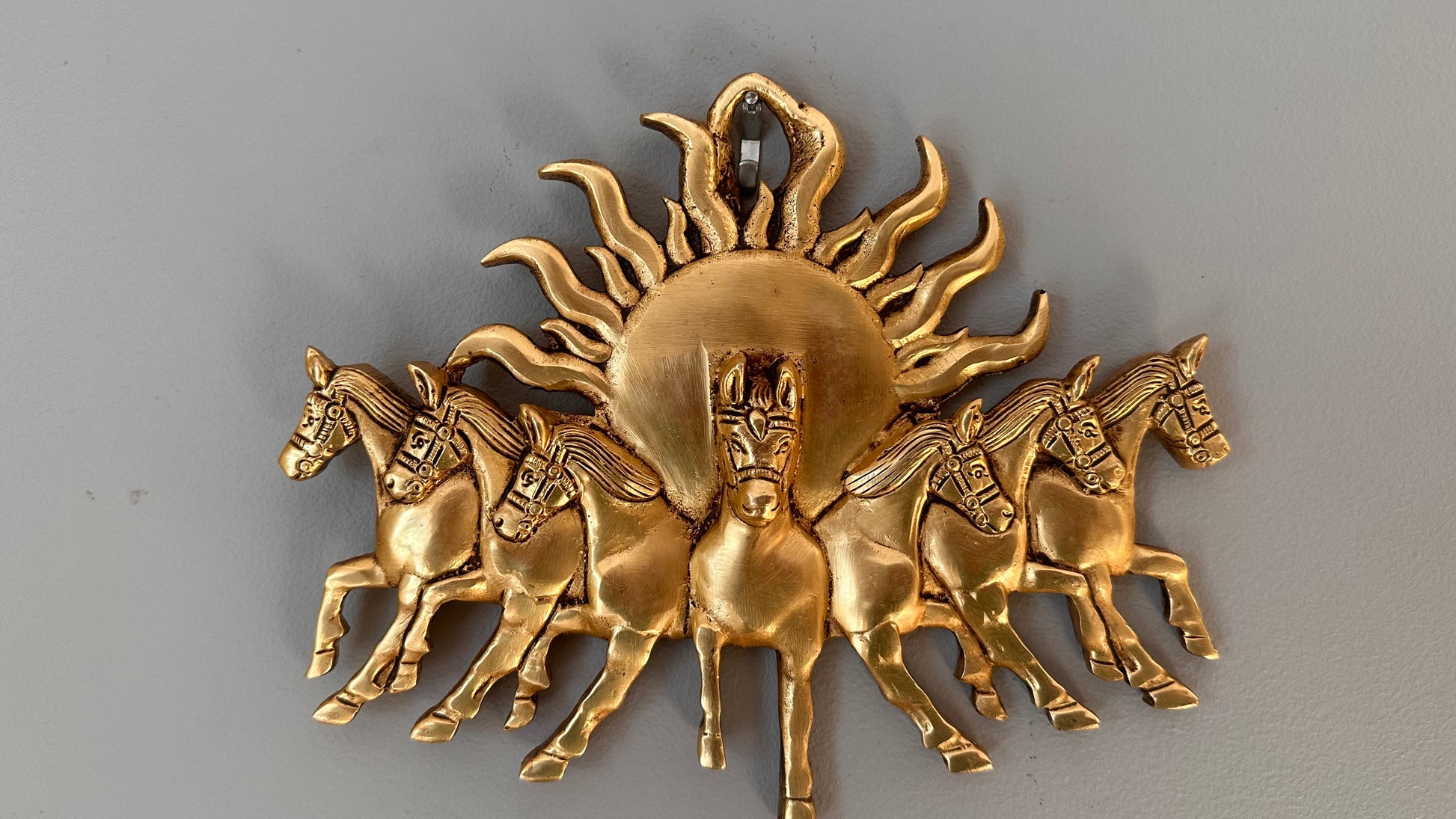 Lord Surya with 7 Running Horse Wall Hanging , Art Deco