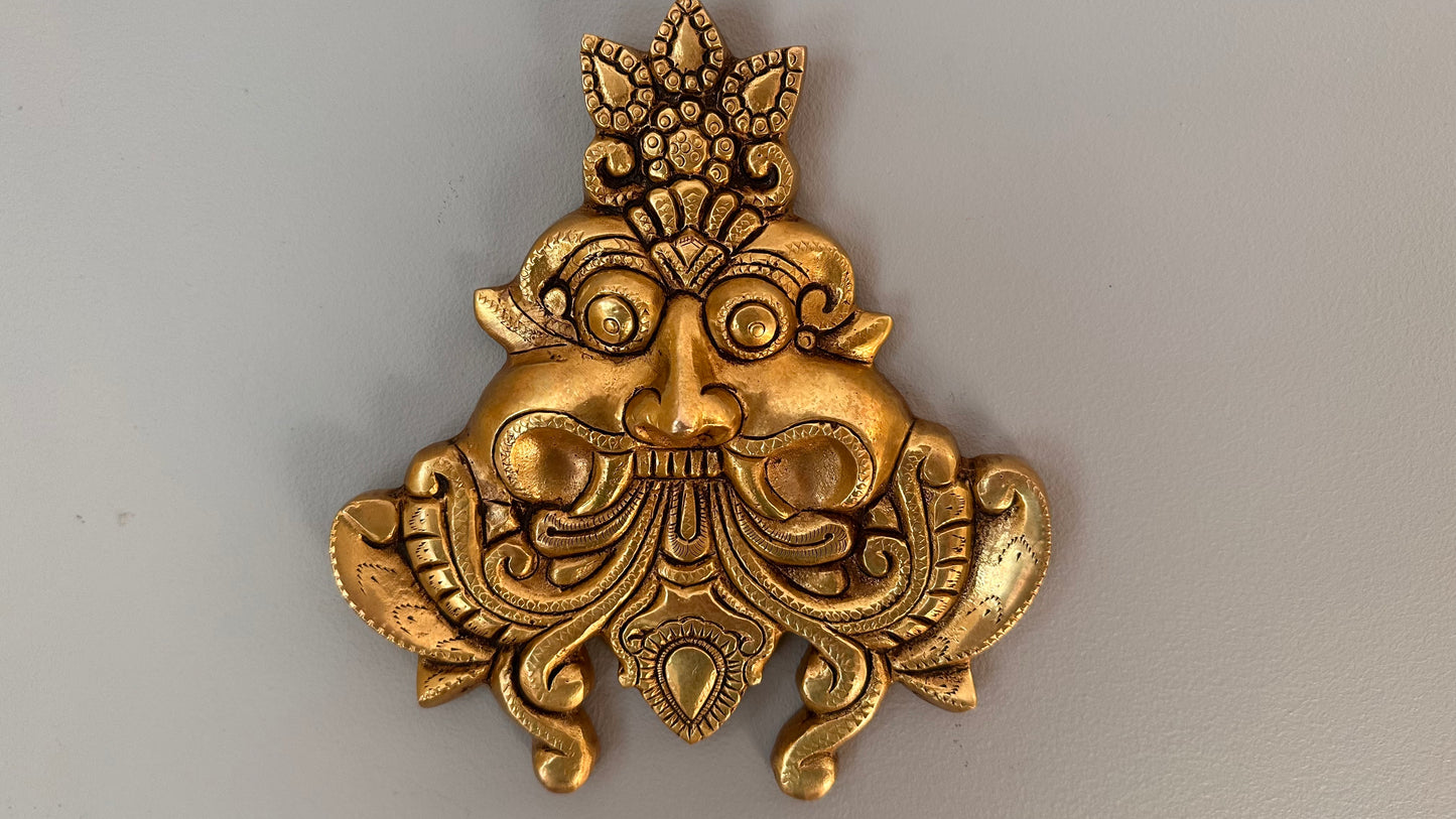 Kirtimukha Wall Hanging, Brass Yali Face