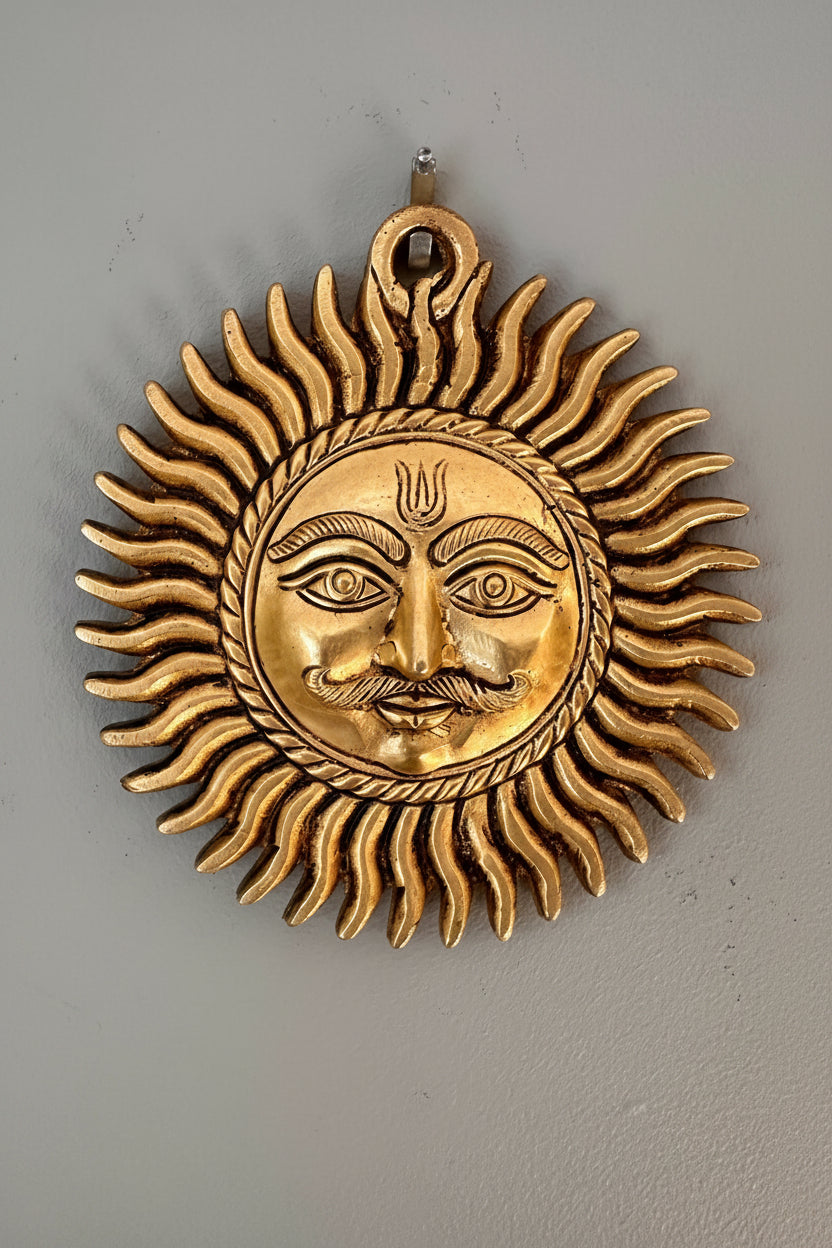 Brass Surya, Lord Surya, Wall Décor for Entrance