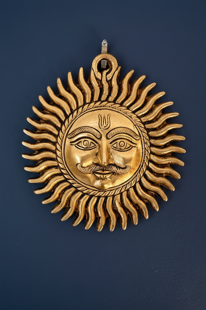 Brass Surya, Lord Surya, Wall Décor for Entrance
