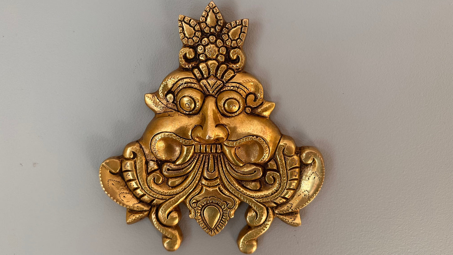 Kirtimukha Wall Hanging, Brass Yali Face