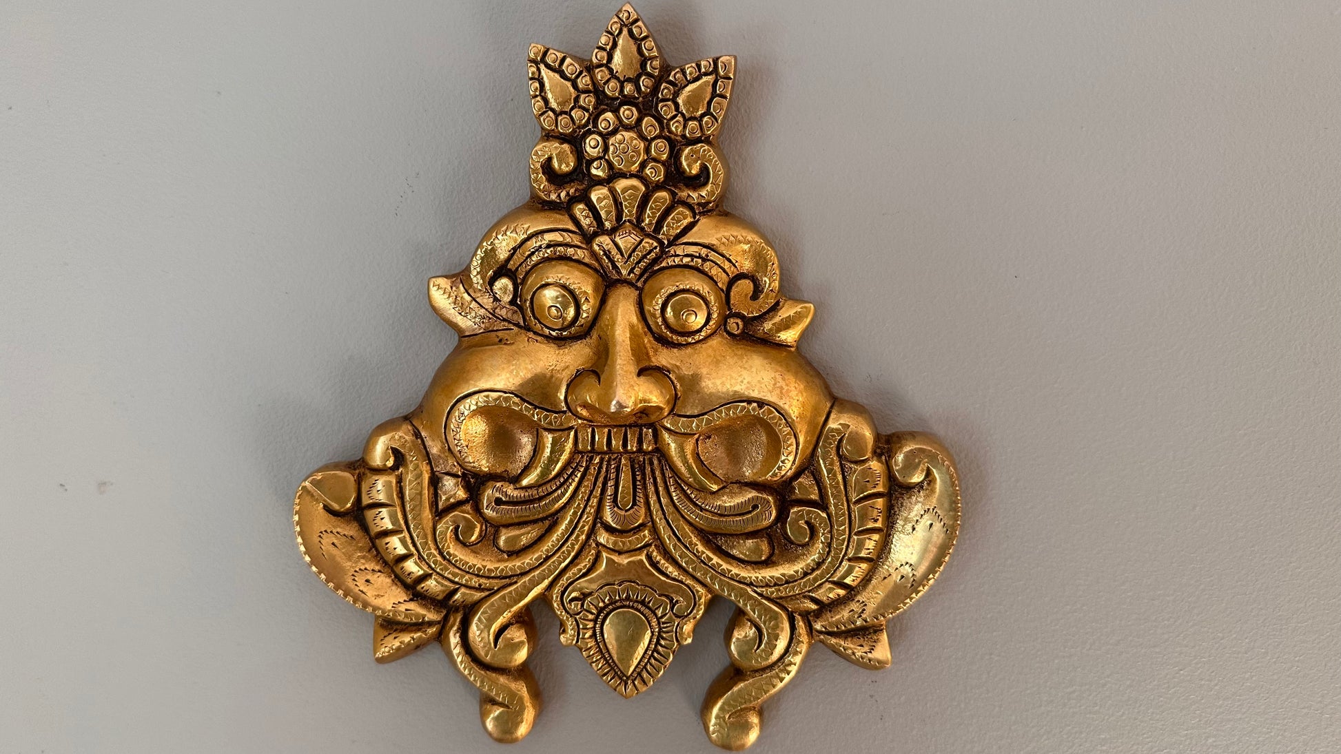 Kirtimukha Wall Hanging, Brass Yali Face