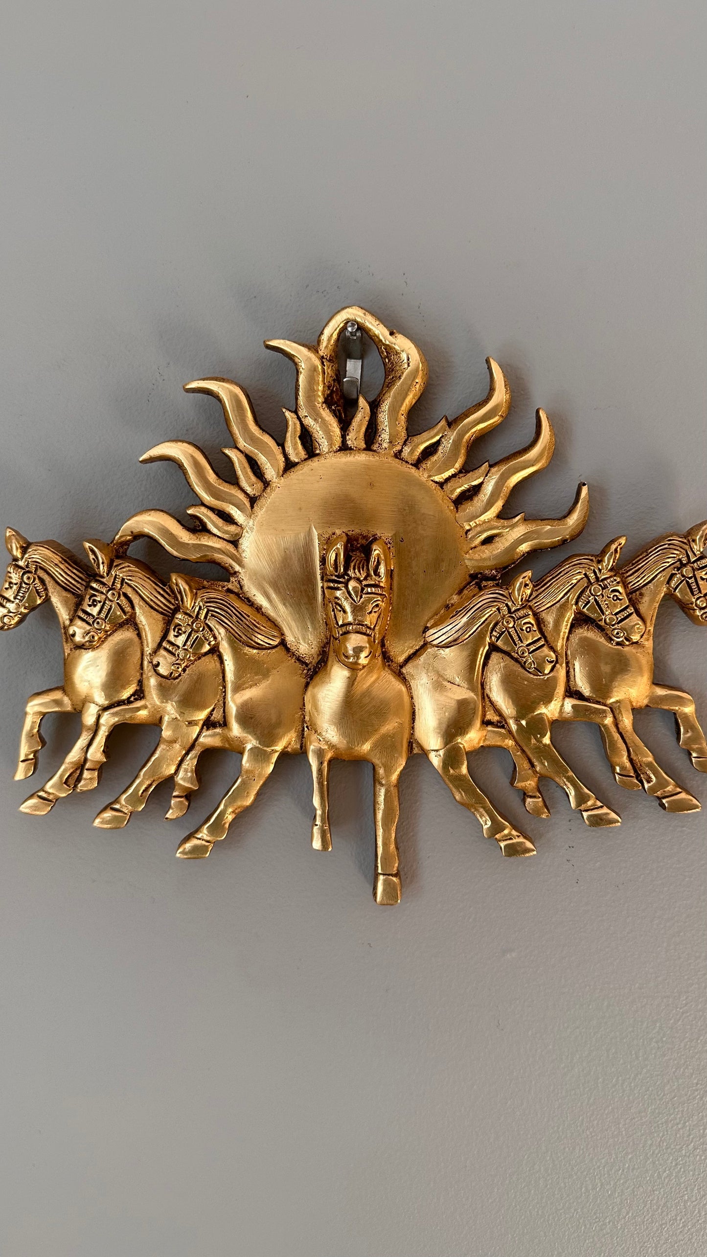 Lord Surya with 7 Running Horse Wall Hanging , Art Deco