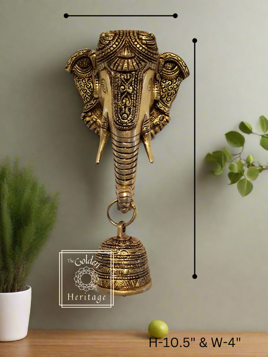 Elephant Head with a Bell Wall Hanging, Door knocker - The Golden Heritage #